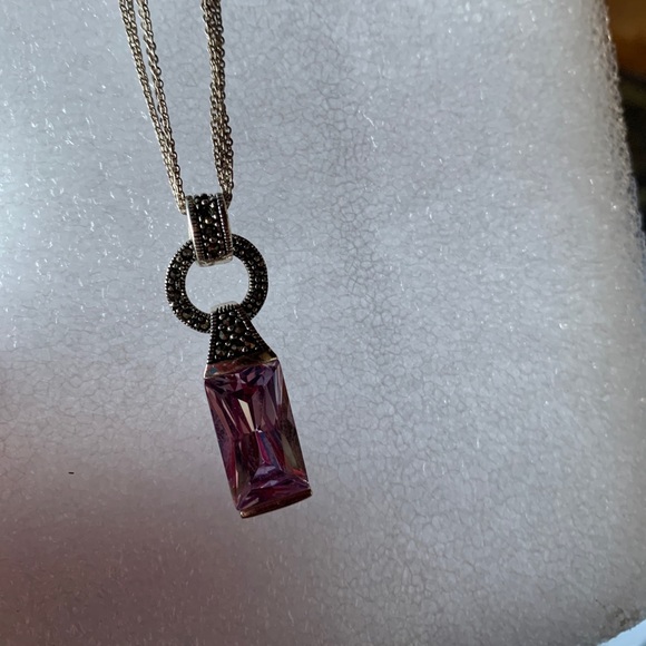 Lavender stone marcasite setting. Lots of shimmer. - Picture 3 of 3